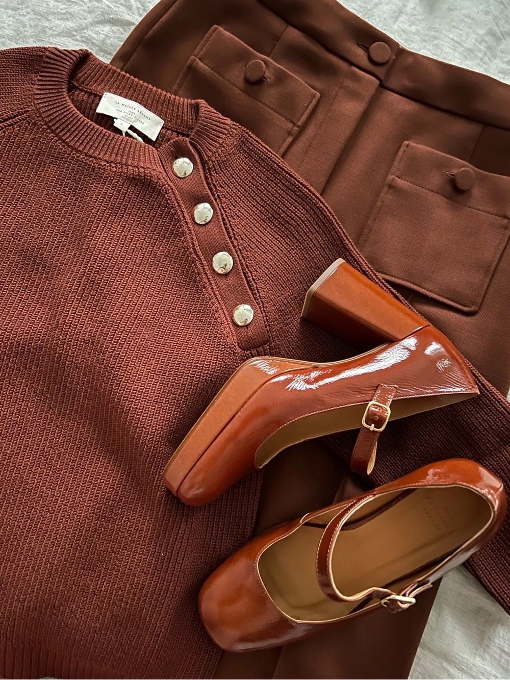 Sézane Georgia High Mary Janes in Polished Camel | US 7 - Picture 15 of 16